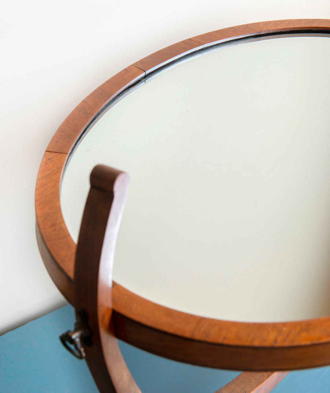 Antique English Table Mirror, Mahogany Wood