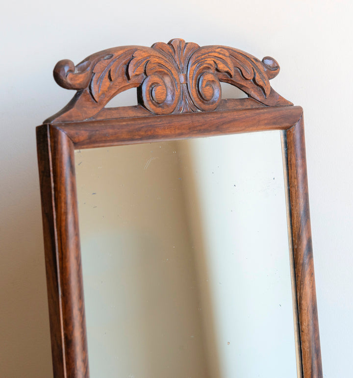 Antique Wall Mirror With Ornament, Hand Carved Frame