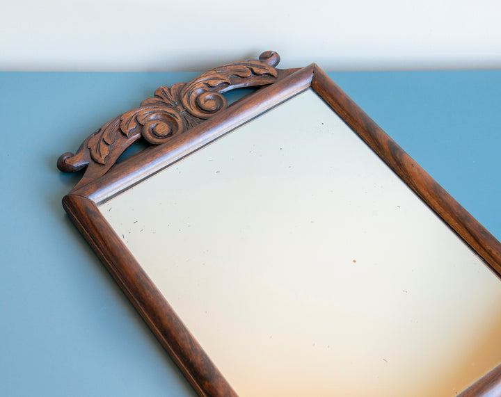 Antique Wall Mirror With Ornament, Hand Carved Frame