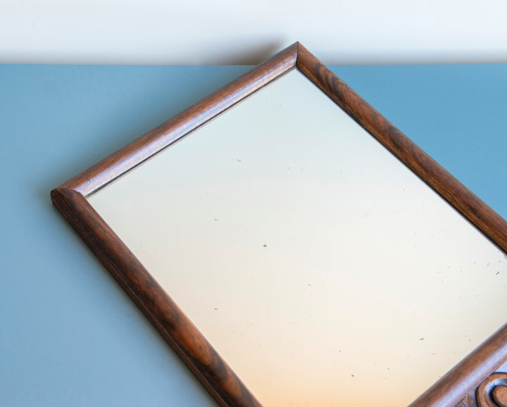 Antique Wall Mirror With Ornament, Hand Carved Frame