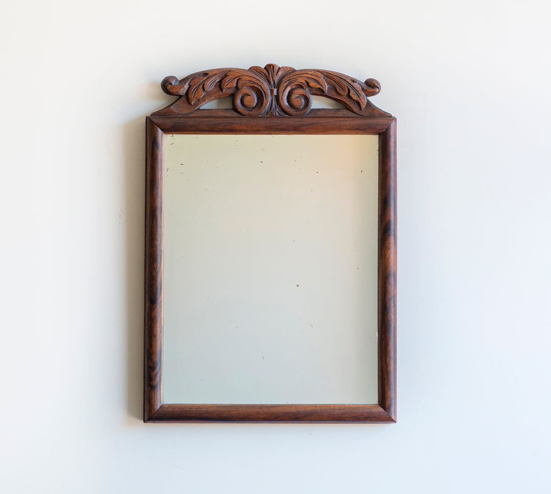 Antique Wall Mirror With Ornament, Hand Carved Frame