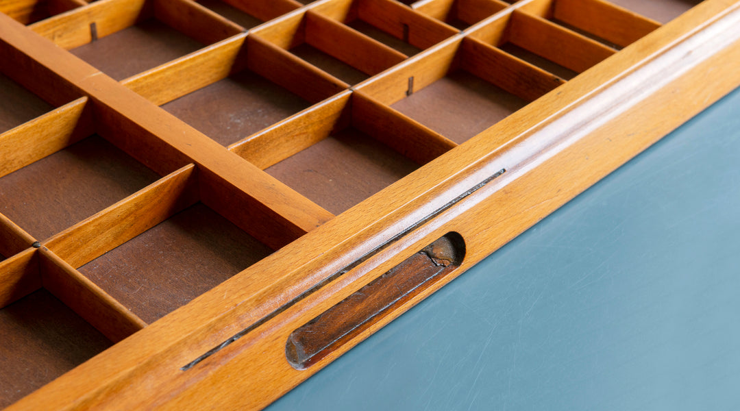 Large Wooden Printers Tray With Hanging Chain