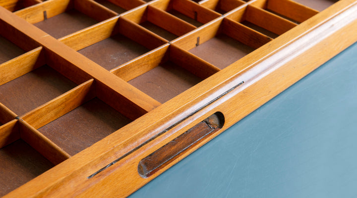 Large Wooden Printers Tray With Hanging Chain