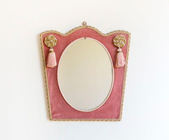 Velvet Upholstered Mirror With Tassels, Boudoir Home Decor