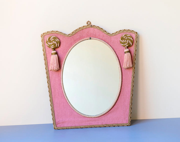 Velvet Upholstered Mirror With Tassels, Boudoir Home Decor