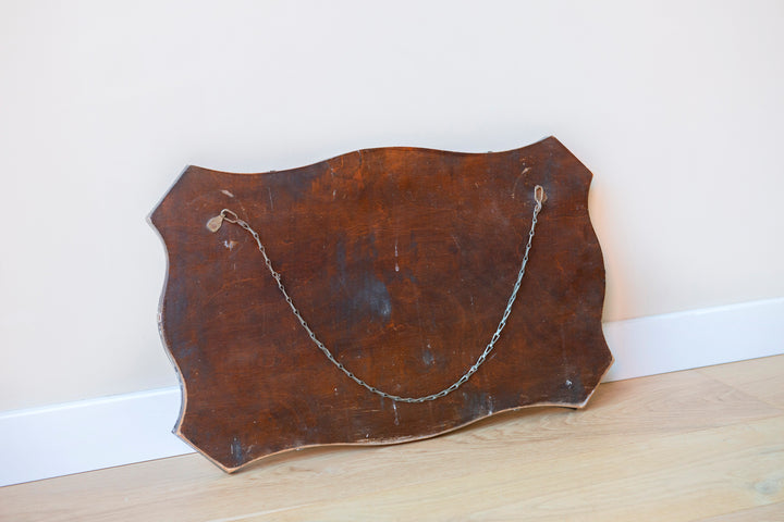 Antique Frameless Mirror With Hanging Chain, Art Deco