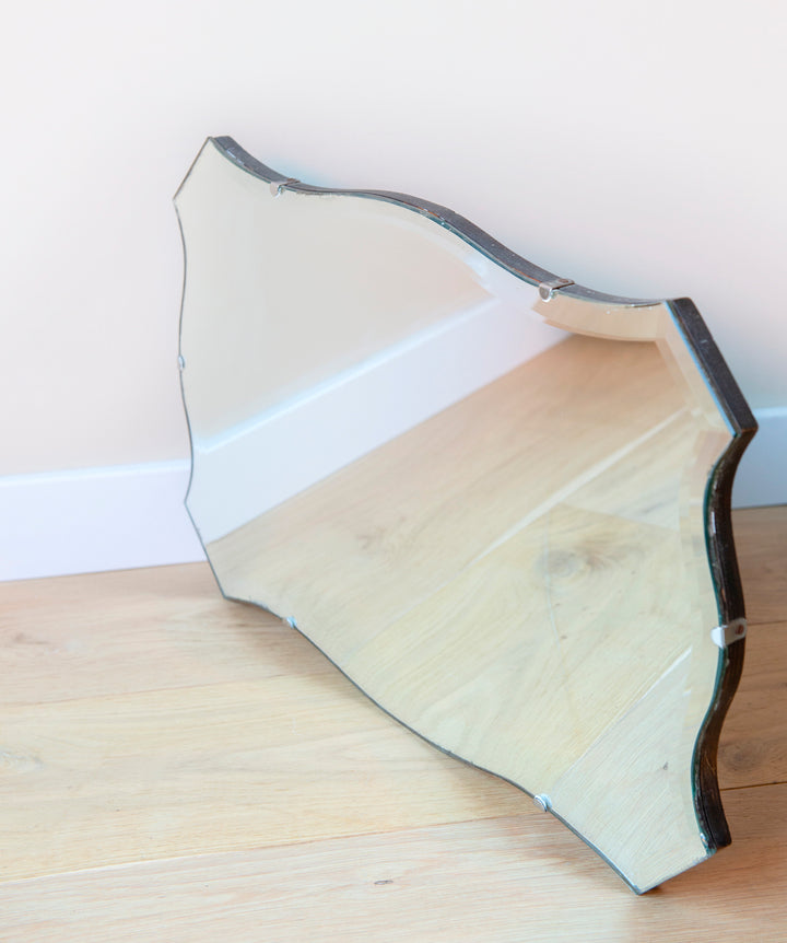 Antique Frameless Mirror With Hanging Chain, Art Deco