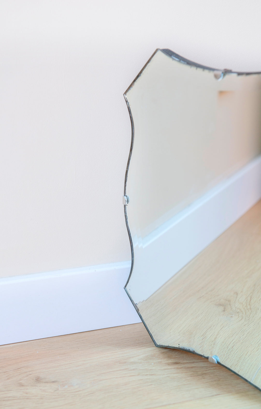 Antique Frameless Mirror With Hanging Chain, Art Deco