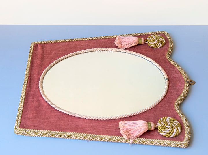 Velvet Upholstered Mirror With Tassels, Boudoir Home Decor