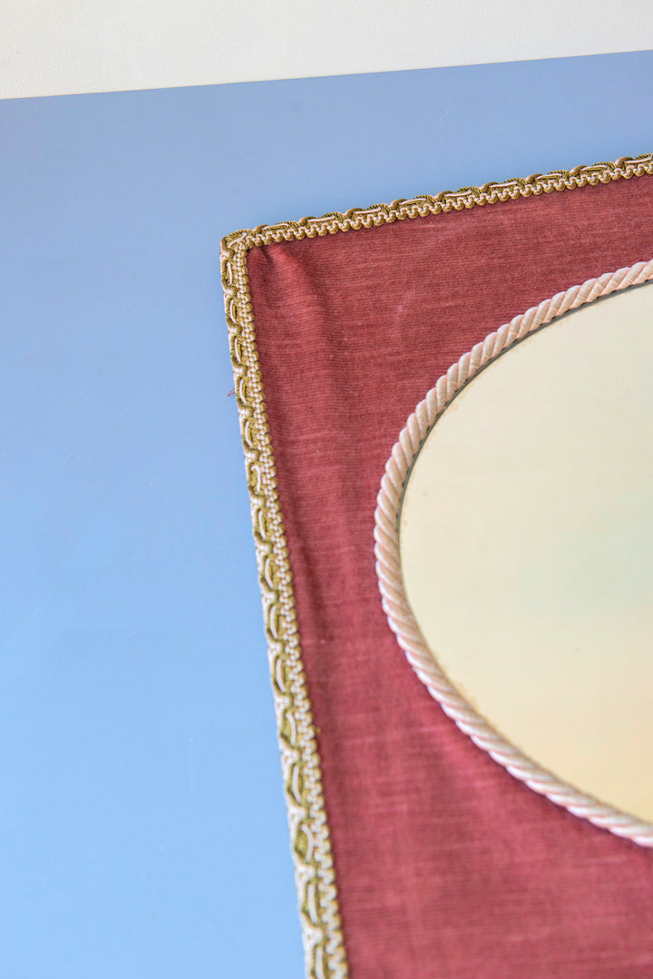 Velvet Upholstered Mirror With Tassels, Boudoir Home Decor