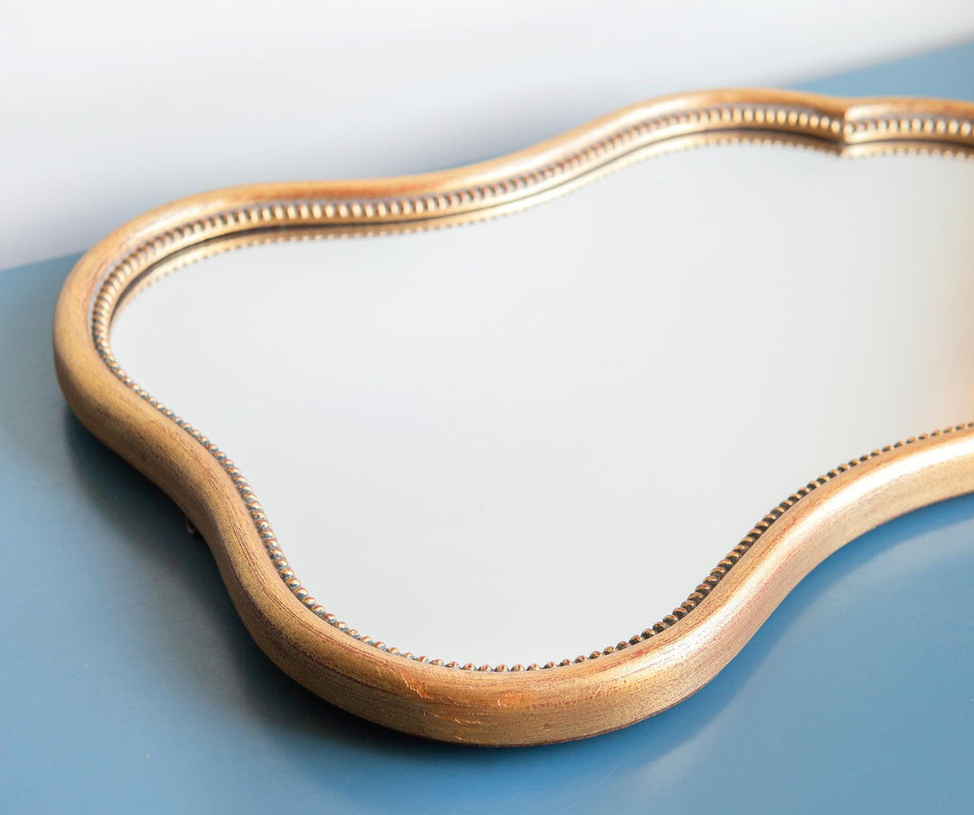 Vintage French Scalloped Gold Wall Mirror