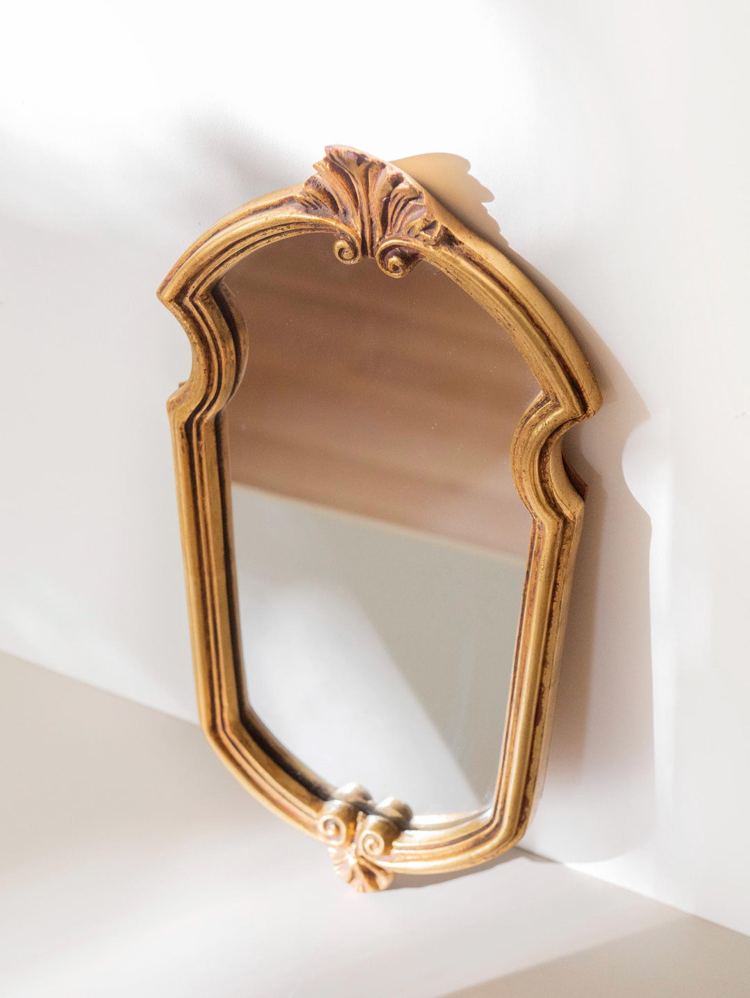 Vintage Gilt Wall Mirror With Crest - Ornate Rococo Style
