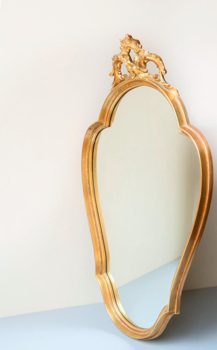 Vintage Belgian Deknudt Scalloped Gold Wall Mirror