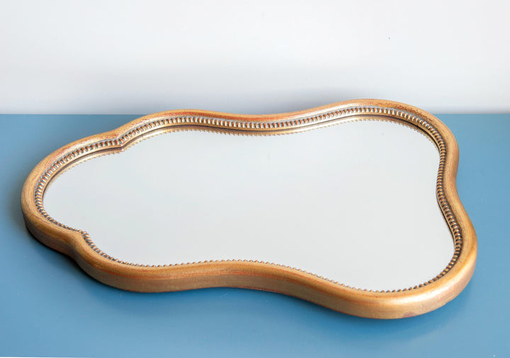 Vintage French Scalloped Gold Wall Mirror