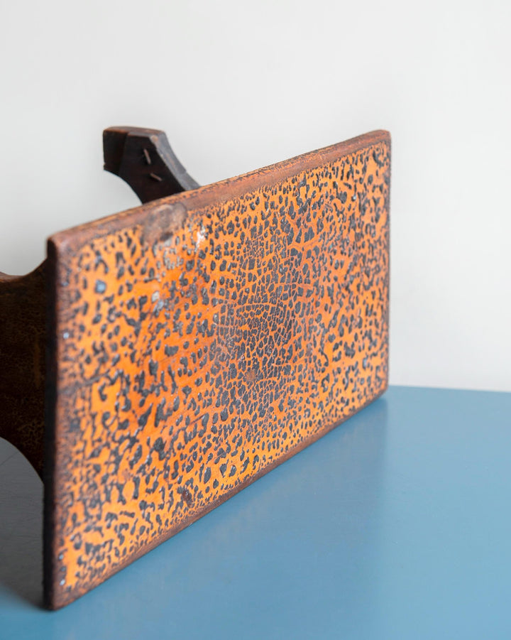 Antique Wooden Footstool with Craquelure Finish