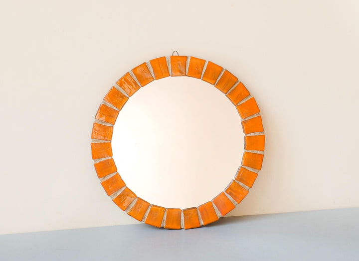 Vintage Orange Mosaic Tile Mirror, 1960s