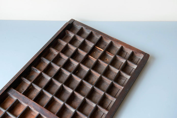 Antique Printer's Tray - Wooden Letterpress Type Case