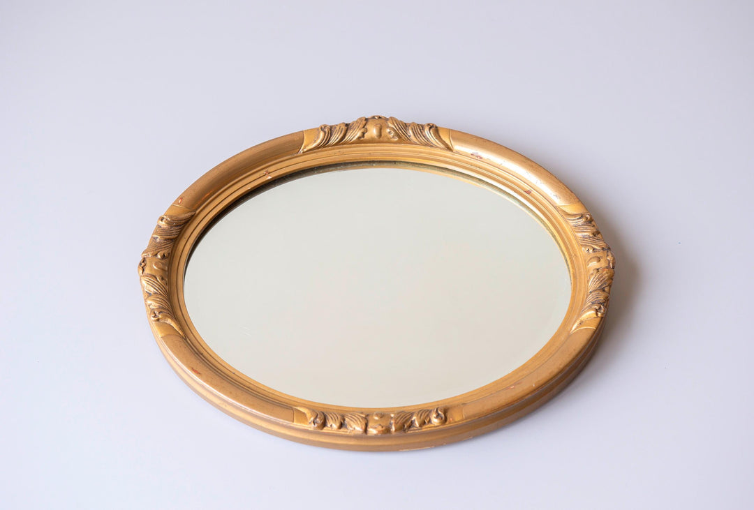 Vintage Belgian Oval Gold Wall Mirror – 1960s