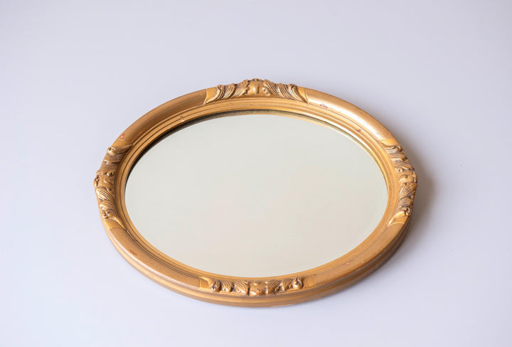 Vintage Belgian Oval Gold Wall Mirror – 1960s