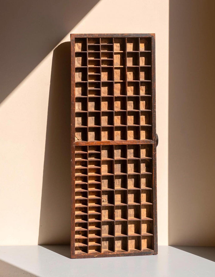 Antique Wooden Printer’s Tray - Oak Letterpress Shadow Box