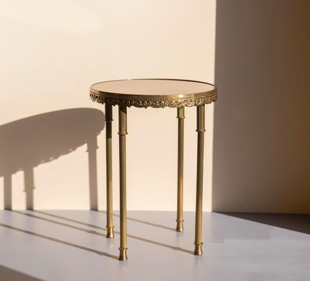 Brass Round Side Table - Hollywood Regency Plant Stand