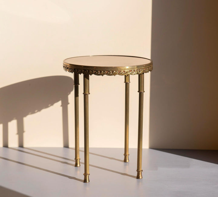 Brass Round Side Table - Hollywood Regency Plant Stand