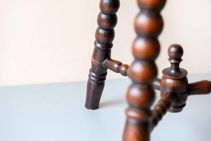 Antique Oak Bobbin Stool - Clover Seat