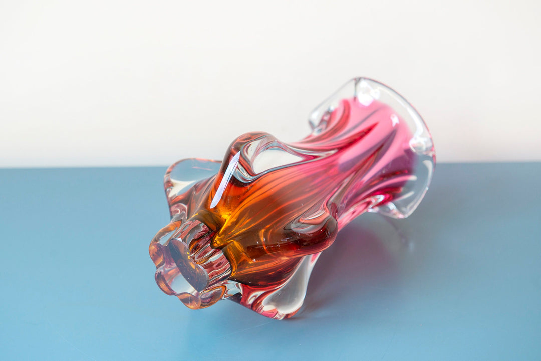 Vintage Josef Hospodka Pink Art Glass Vase