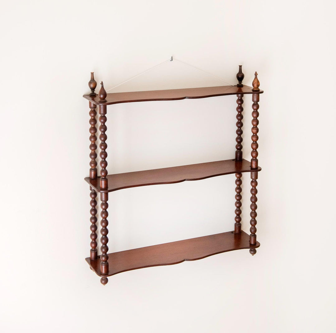 Antique Bobbin Wall Shelf - English Mahogany Etagere