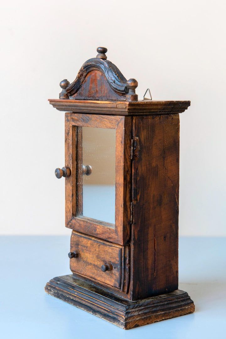 Antique Miniature Mirror Cabinet – 19th Century Folk Art