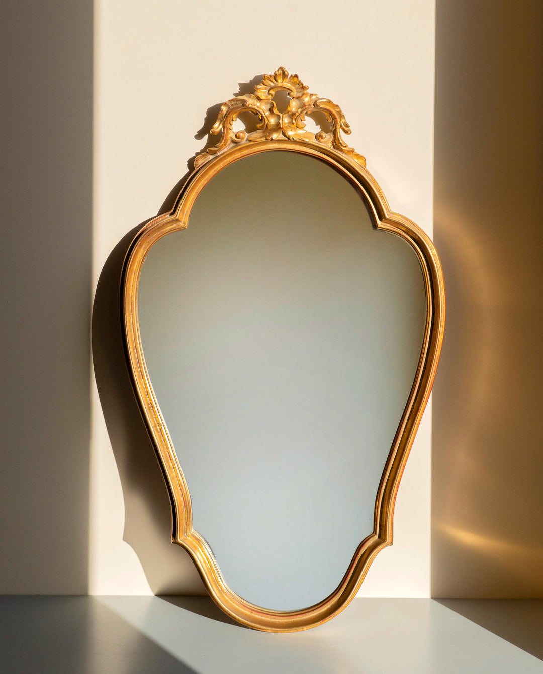 Vintage Belgian Deknudt Scalloped Gold Wall Mirror