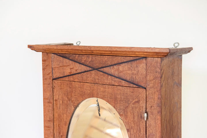 Antique Wooden Medicine Cabinet with Oval Mirror