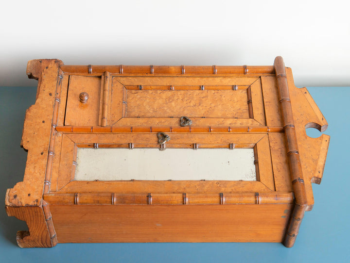 Antique French Faux Bamboo Wall Cabinet - 1920s