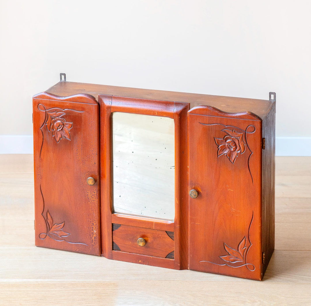 Antique French Medicine Cabinet with Mirror – Art Nouveau Style