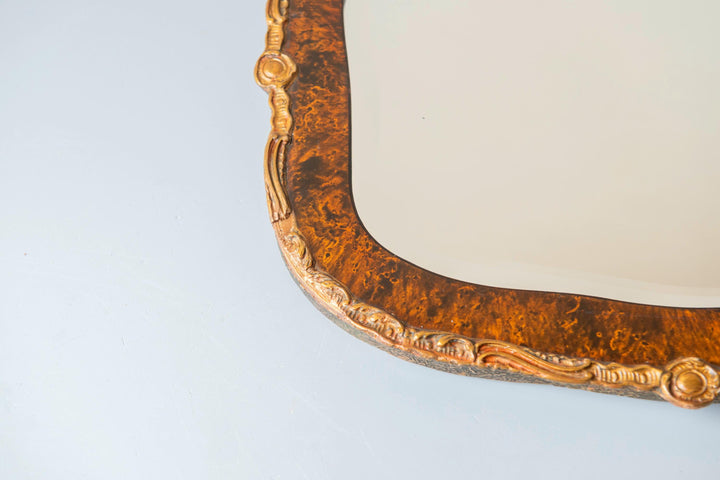 Vintage Faux Tortoiseshell Wall Mirror - French Louis XV Style