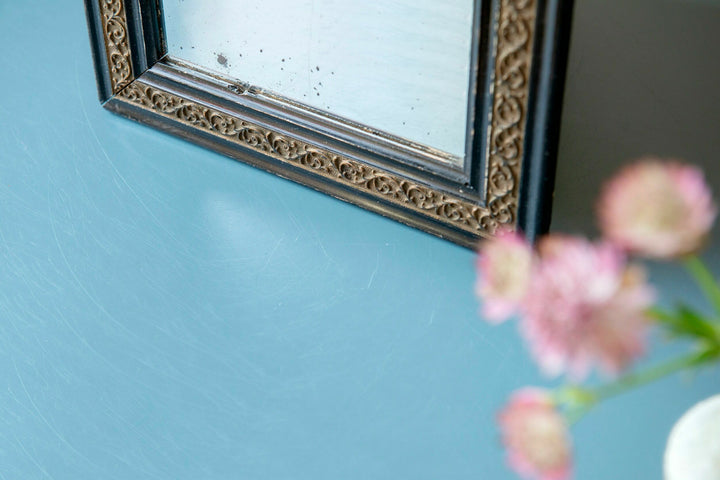 Small Antique French Mirror, Carved Wooden Frame