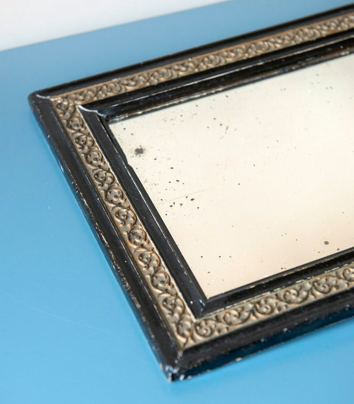 Small Antique French Mirror, Carved Wooden Frame