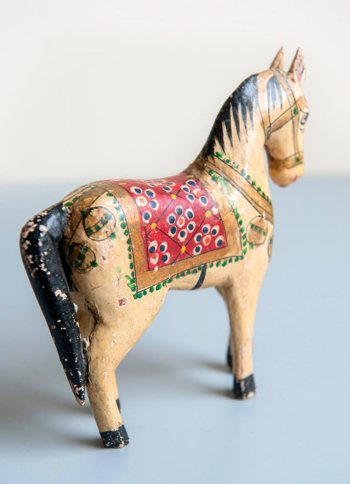 Small Antique Indian Rajasthani Wooden Wedding Horse