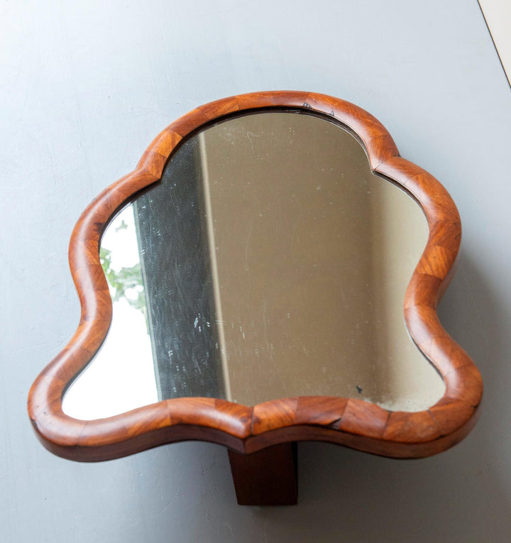 Antique Biedermeier Walnut Table Mirror - 19th Century