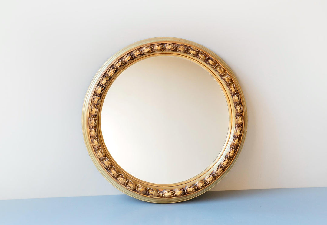 Vintage Round Giltwood Mirror - Hollywood Regency