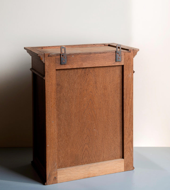 Antique Oak Wall Cabinet With Beveled Mirror – 19th Century