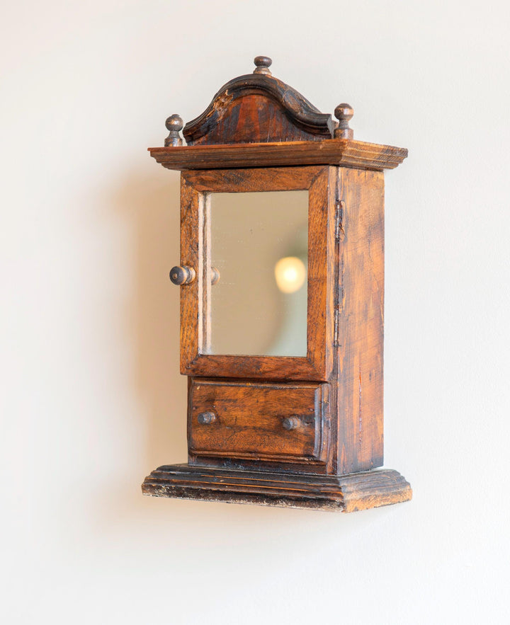 Antique Miniature Mirror Cabinet – 19th Century Folk Art