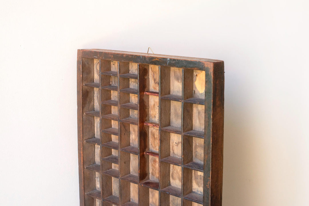 Antique Wooden Printer’s Tray - Oak Letterpress Shadow Box