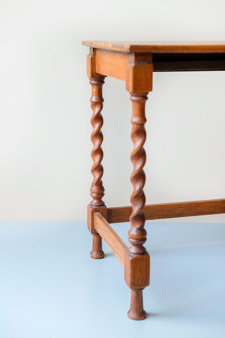 Antique Oak Barley Twist Side Table