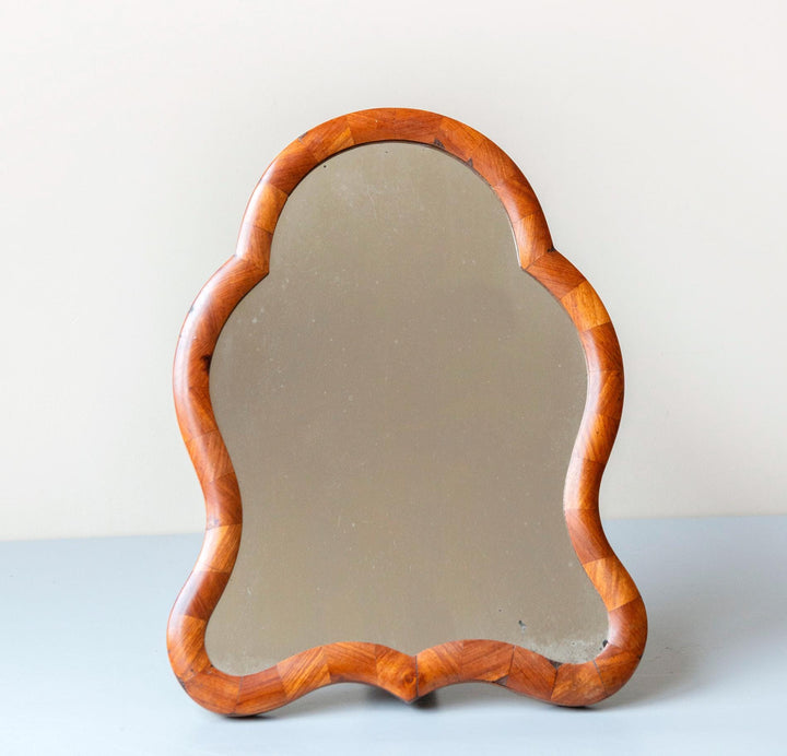 Antique Biedermeier Walnut Table Mirror - 19th Century