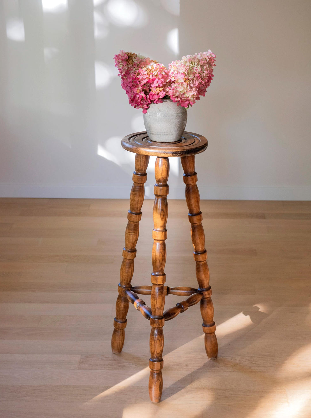 Vintage French Plant Stand - Tall Bobbin Pedestal