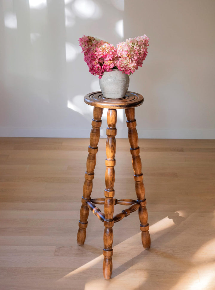 Vintage French Plant Stand - Tall Bobbin Pedestal