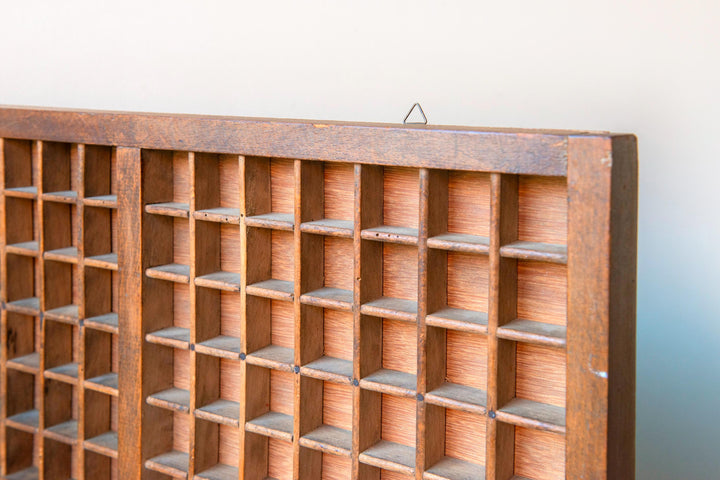 Antique Wooden Printers Type Case with Metal Handles