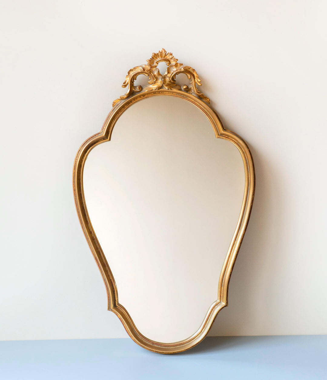 Vintage Belgian Deknudt Scalloped Gold Wall Mirror