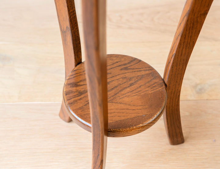 Art Deco Oak Side Table with Curved Legs